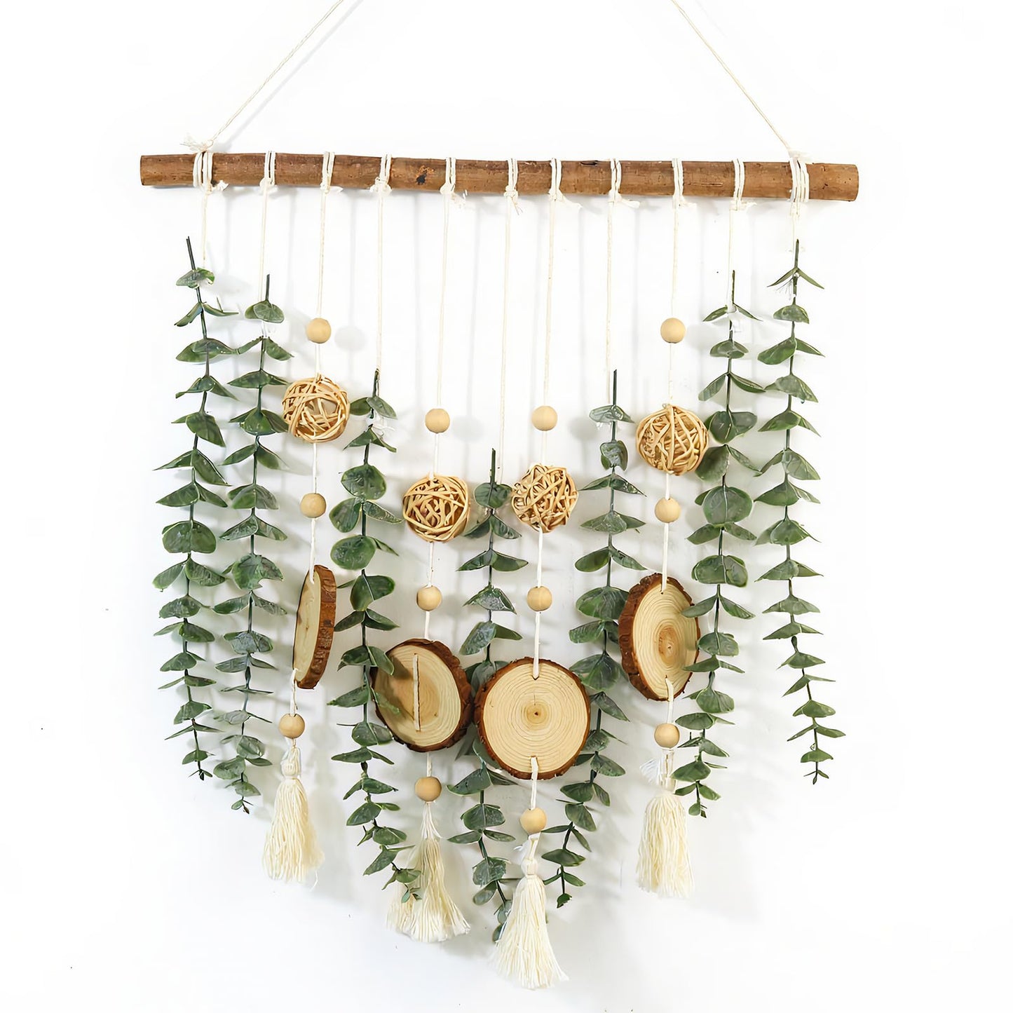 NLHH 21’’ Eucalyptus Wall Hanging Decor Artificial Eucalyptus Plant Fake Greenery Leaves Boho Wall Decor with Wooden Stick for Bedroom Bathroom Kitchen Rustic Farmhouse Home Living Room Decoration