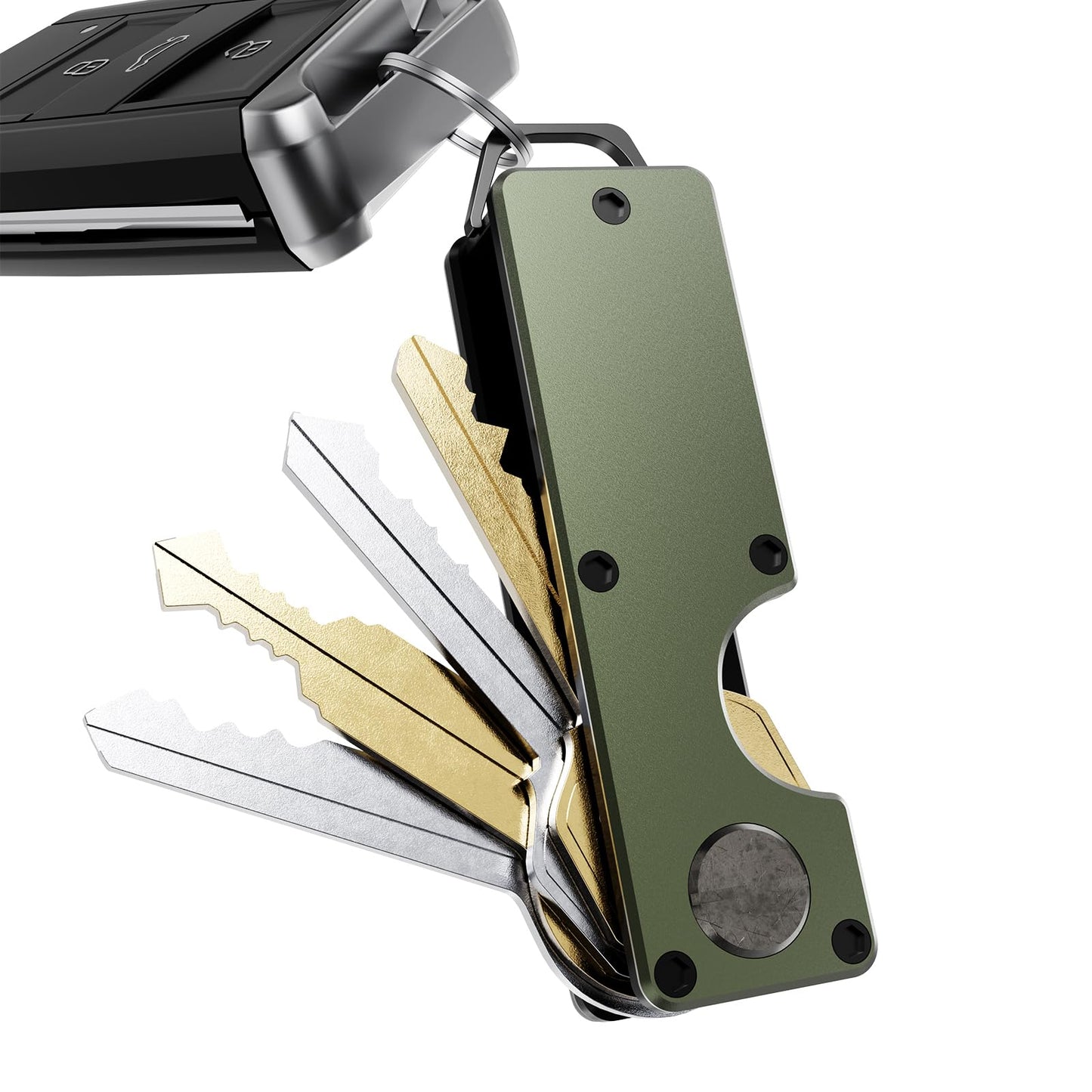MINBERAND Key Organizer Compact Key Holder Metal Key Chain Minimalist key case key holder for keychain Secures 1-5 Keys