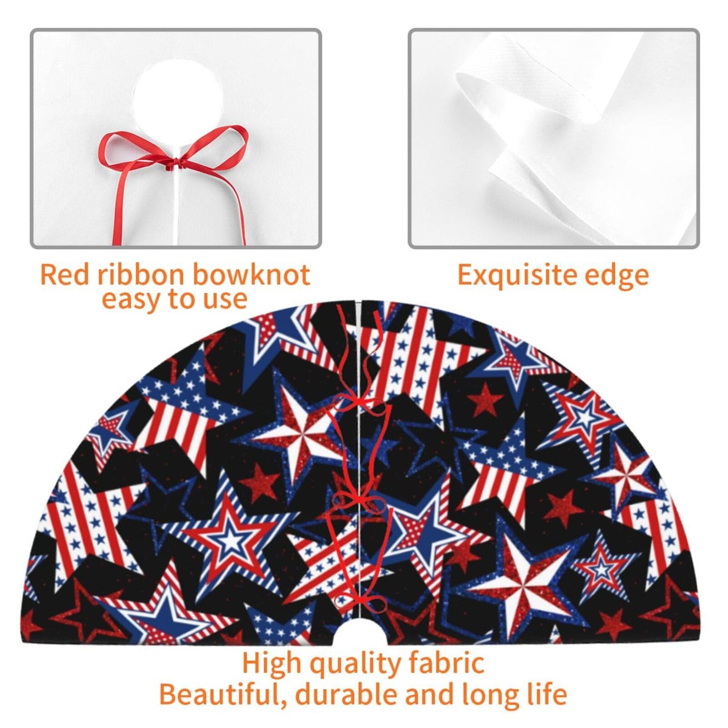4th of July Patriotics American Veterans Day Christmas Tree Skirt Memorial Day Xmas Tree Mat Halloween Christmas Tree Ornaments Decorations Holiday Party Indoor Outdoor 30"