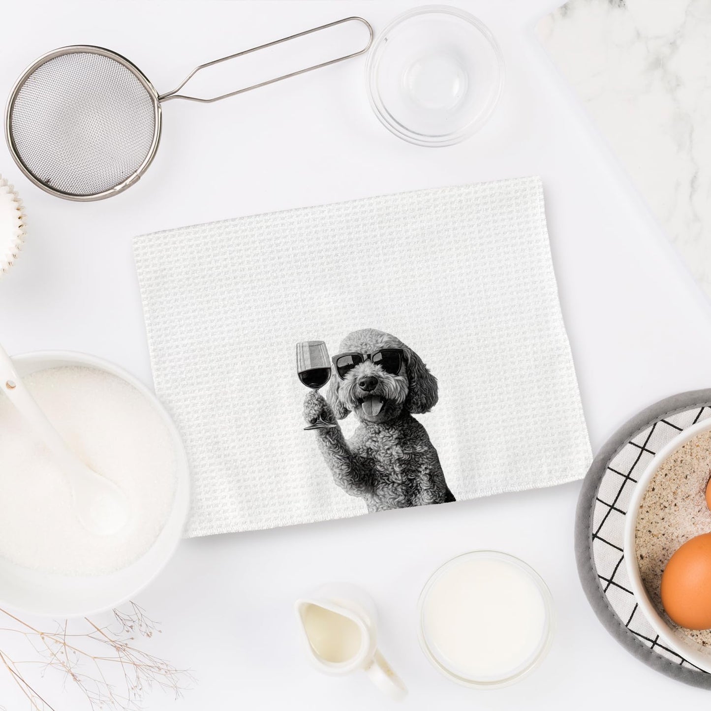 FIicy Goldendoodle Gifts Wine Kitchen Towels, Gifts for Golden Doodle Dog Wine Lovers Decorative Hand Dish Towel for Kitchen Home Bar, Funny Golden Doodle WineLover Home Bars Kitchen Decor(16x24inch)