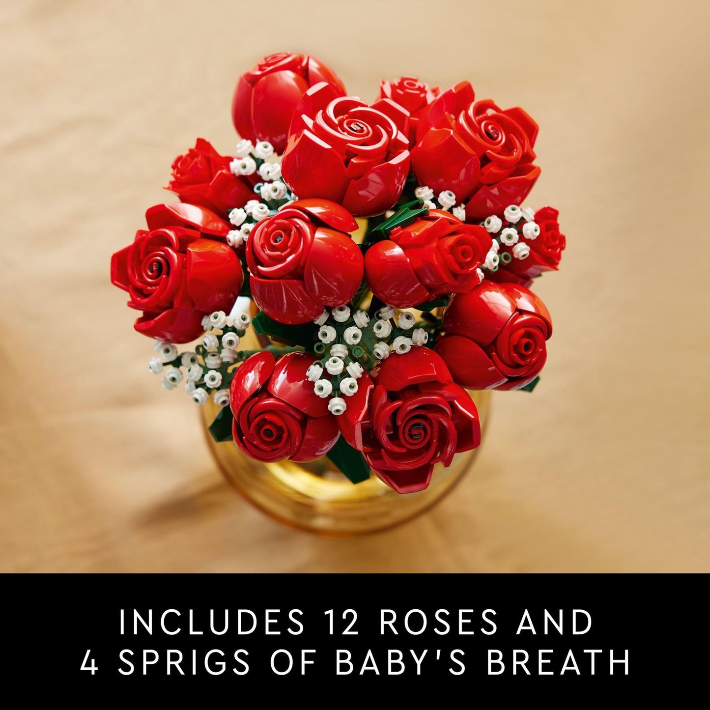 LEGO Botanicals Bouquet of Roses Artificial Flowers - Fake Red Roses Building Set for Adults, Ages 18+ - Gifts for Birthdays for Her - Home Decor for Table Display - 10328
