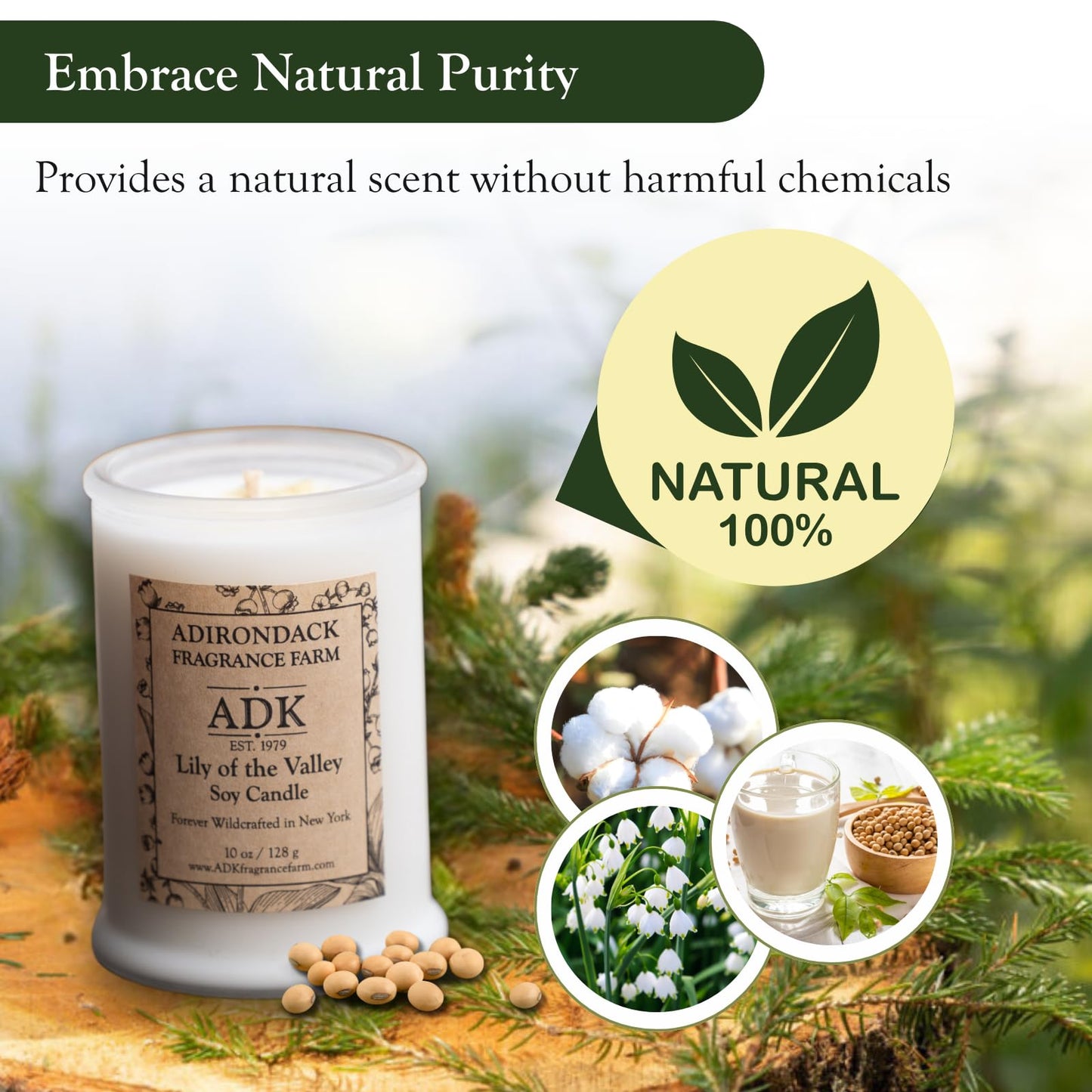 ADK Lily of The Valley Scented Candle, 10 Oz Aromatherapy Candle, Proudly Poured in The USA, Natural Wax for Relaxation and Home Décor, for Gift, Kitchen, and Living Spaces
