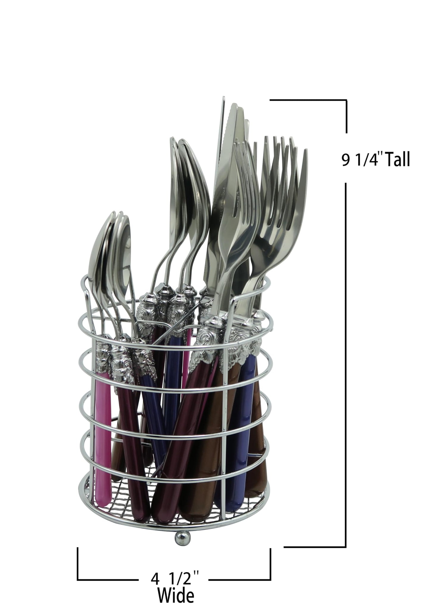The Original Brink House Gala Mix & Match Stainless Steel Cutlery Set with High-Sheen Baroque Handles / 16 pieces with Metal Stand, Lifestyle utensils set for home, first apartment, dorm, dinner party