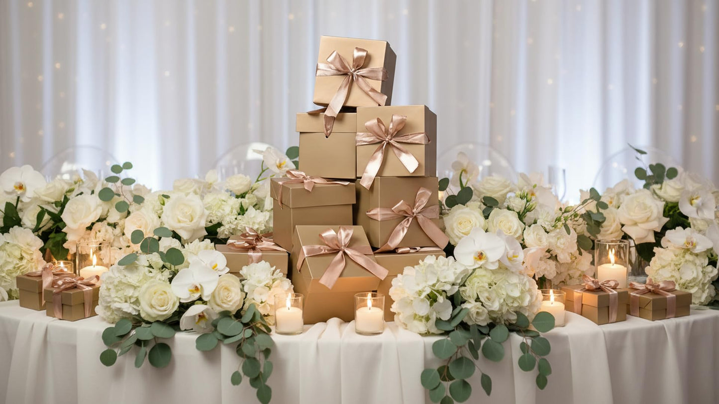 GP SUP 12 Pack Gift Boxes with Lids,10x10x10cm,Nested Squared Boxes with Lids for Fathers Day, Graduations, Weddings, Birthdays and Christmas, Gift Box, New Year Gift Box,Mother's Day(Gold, 4”×4”×4”)