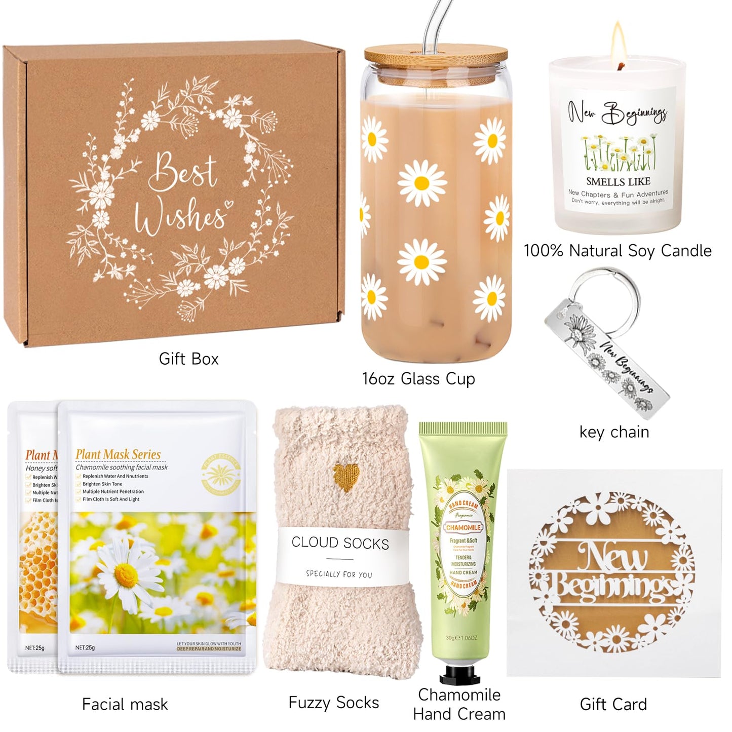 New Beginnings Box, Farewell Gifts For Coworkers, Self, New Job Going Away Break Up Divorce Goodbye Good Luck Gift Basket, Self Care Gifts for Women Her Best Friends Sister Mom