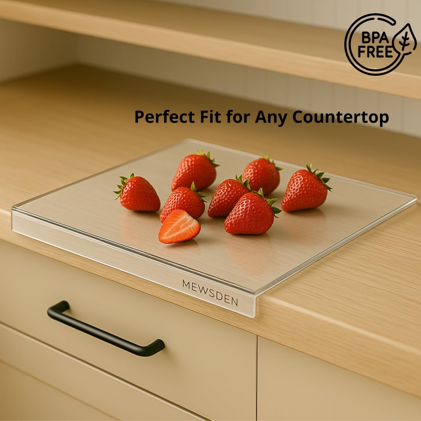 Set of 3 Acrylic Cutting Board with Counter Lip, Clear Cutting Board Set for Countertop Protector, Non-Slip Dough Mat, Minimalist Kitchen Decor, House Warming Gifts New Home(16.5"x12"/15"x10"/12"x8")