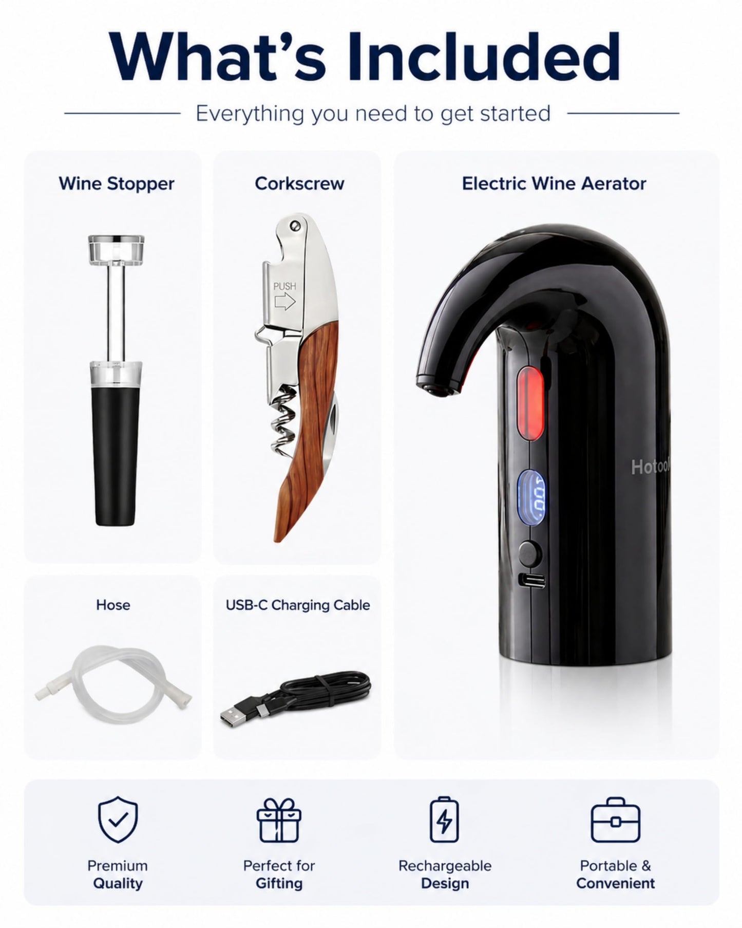 Electric Wine Aerator, Wine Decanter Pump Dispenser Gifts Set,Automatic Wine Aerator Pourer Spout. Wine Dispenser Pump Wine Accessories, Perfect Mothers Day Gifts