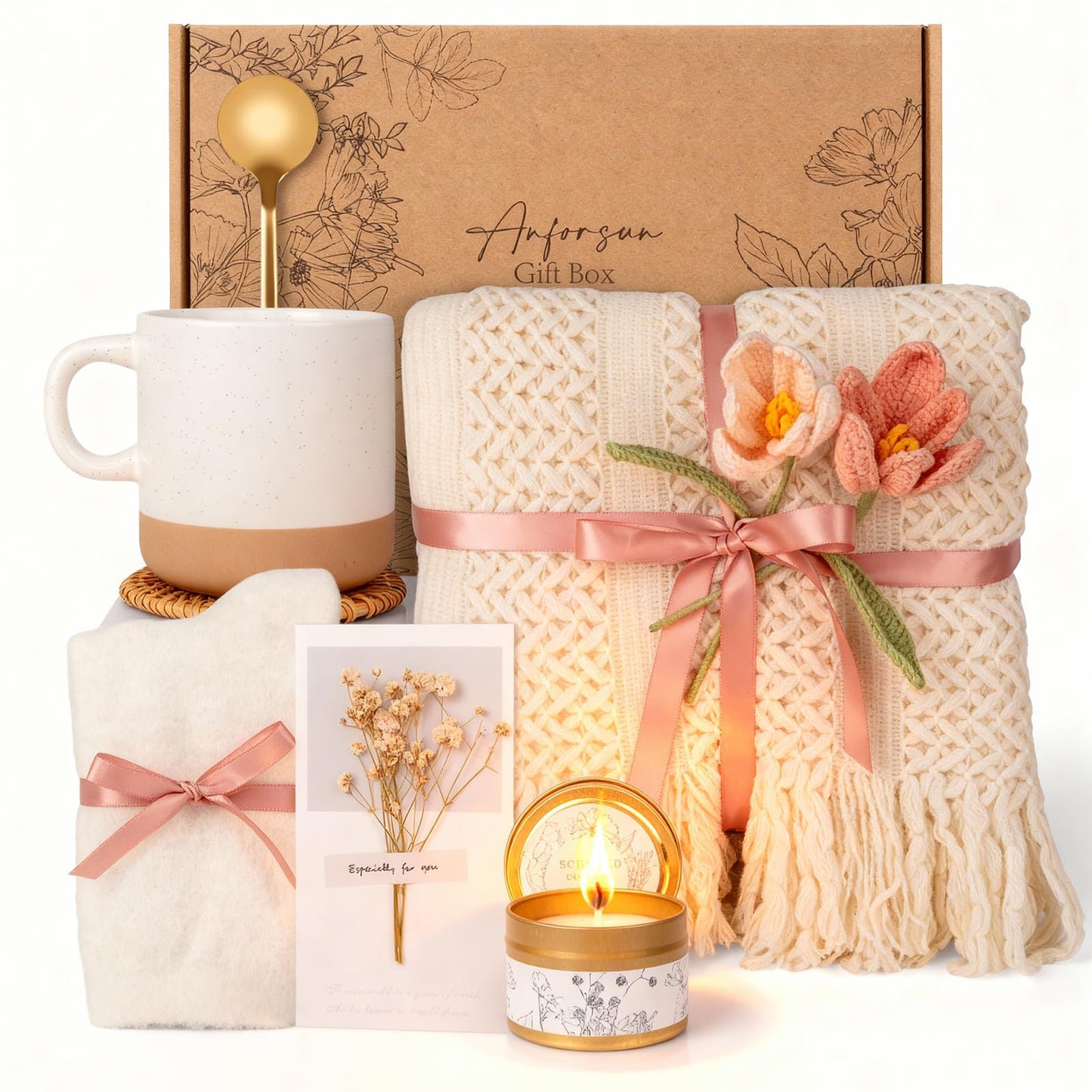 Gift Baskets for Women, Birthday Gifts for Women, Self Care Gift Baskets Care Package, Thank You, Get Well, Sympathy Inspirational Friendship Gifts for Mom, Grandma, Sister,Friends, Girls