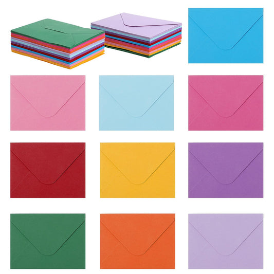 500 Pcs Gift Card Envelopes, 4 x 2.9 Inches Paper Mini Envelopes with Self Closure, 10 Assorted Colors for Business Cards and Small Notecards