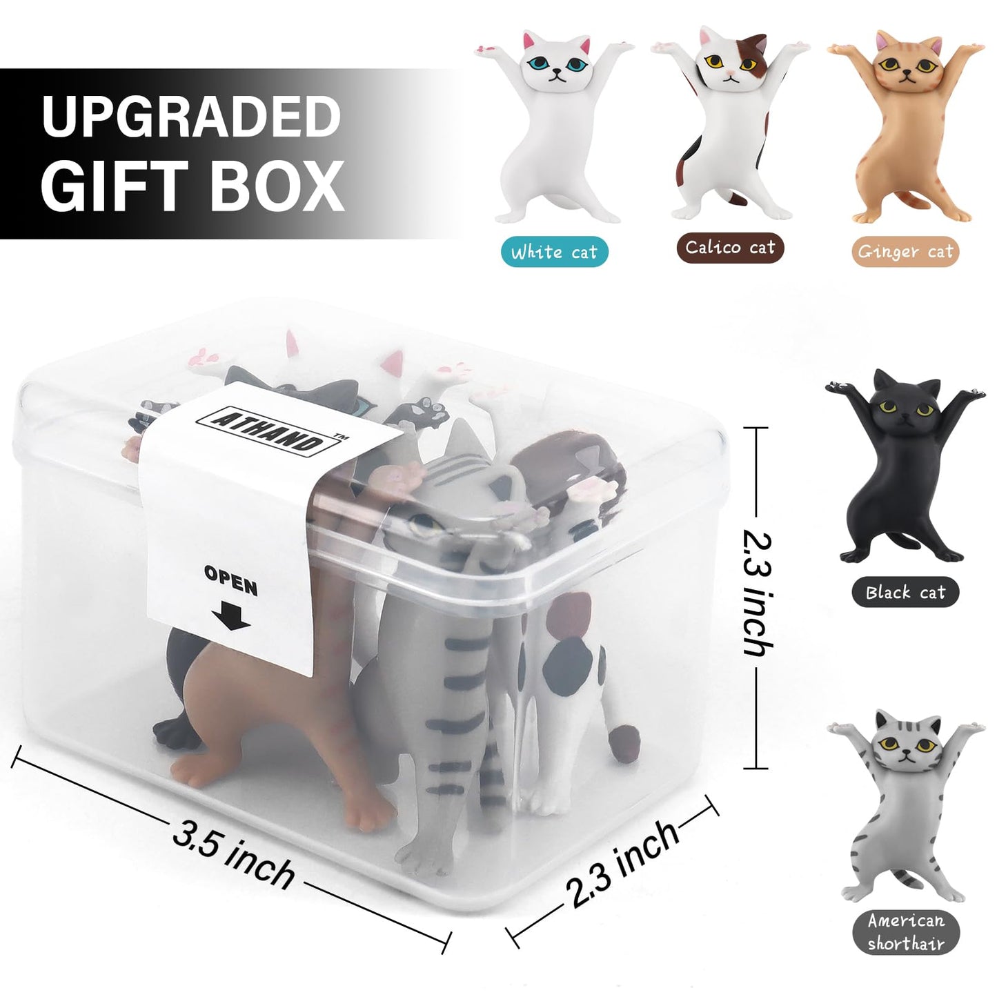 ATHAND Gifts for Women,Cute Pen Holder Desk Accessories for Men Women, Kawaii Dancing Cat,Funny Home Office Decor,Desk Gifts for Coworkers(5 Cats Set)