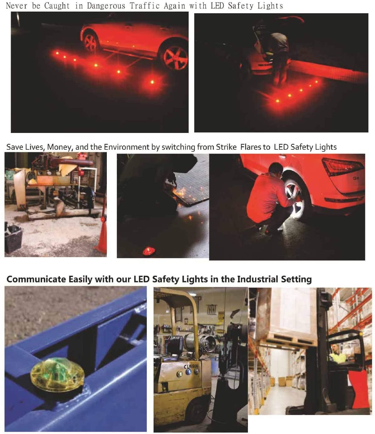 AHOUFHER 3 Pack LED Road Flares Roadside Flashing Emergency Lights Beacon with Magnetic Base for Vehicle and Outdoor Sports.(Yellow)