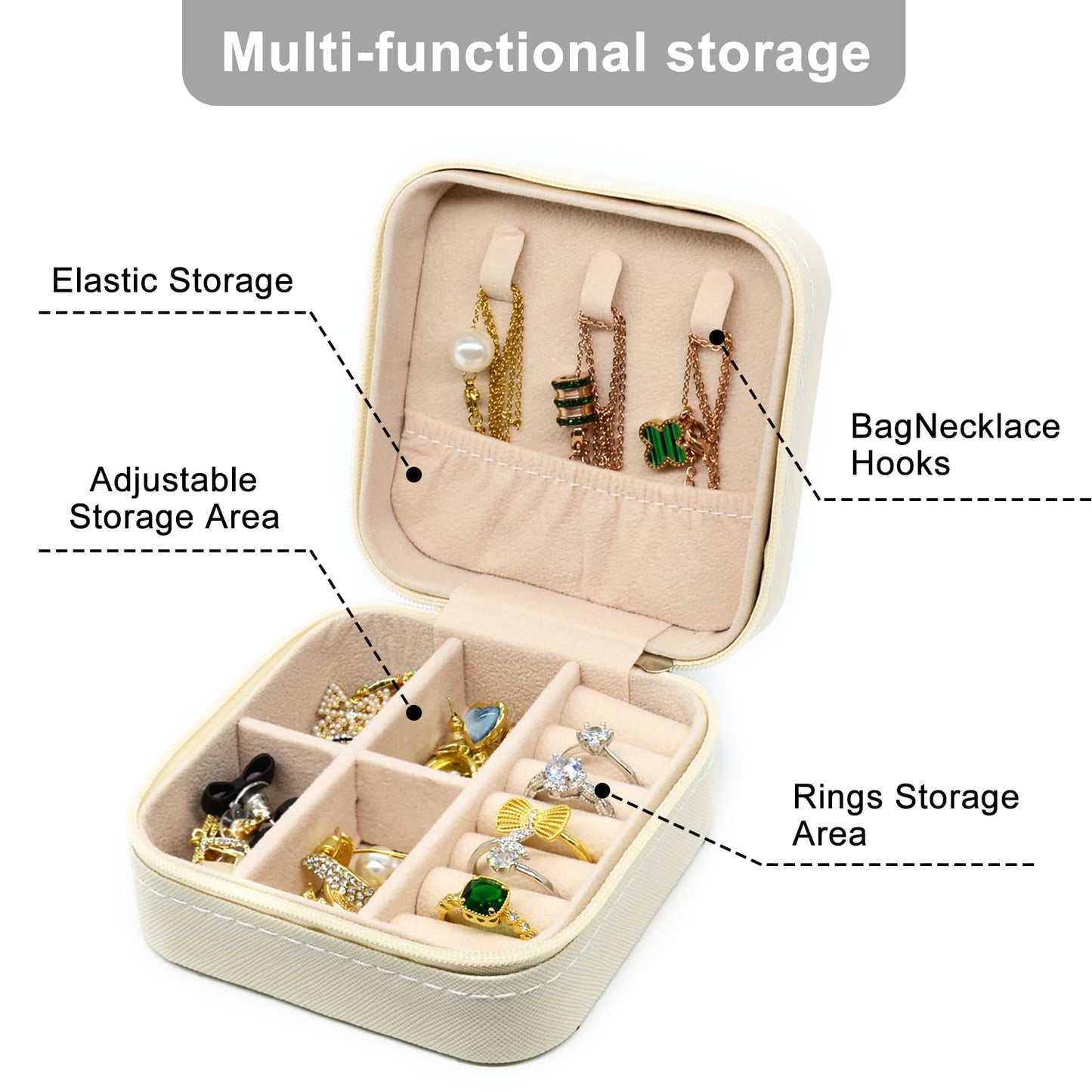 KEINE MARKE Small Jewelry Box, Travel Portable Jewelry Case for Ring, Pendant, Earring, Necklace, Bracelet Organizer Storage Holder Boxes (white*4).