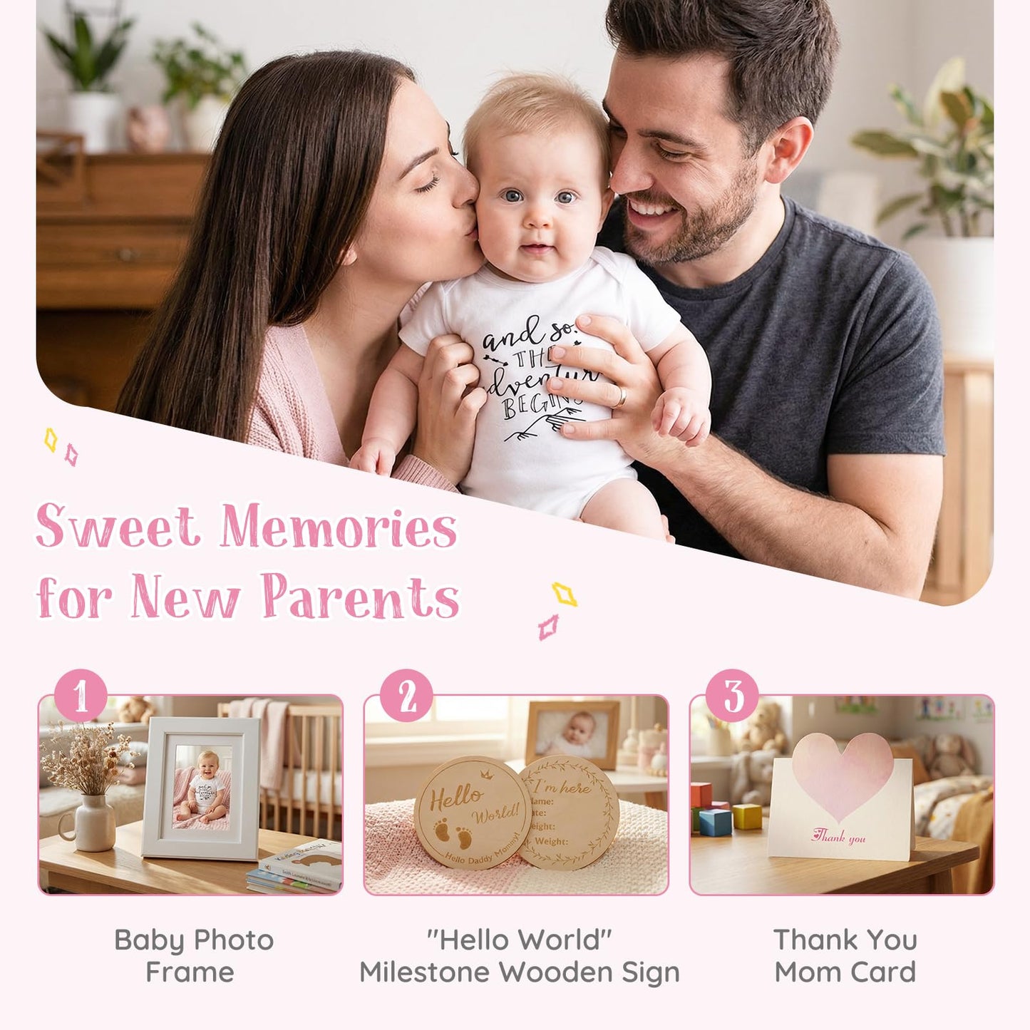 Baby Girl Gift Set - 12 Pcs Newborn Essentials with Bunny Lovey, 100% Cotton Onesie, Milestone Sign & Photo Frame - Unique Carriage Storage Box, Ready-to-Gift Baby Shower Gifts for Newborn Girls