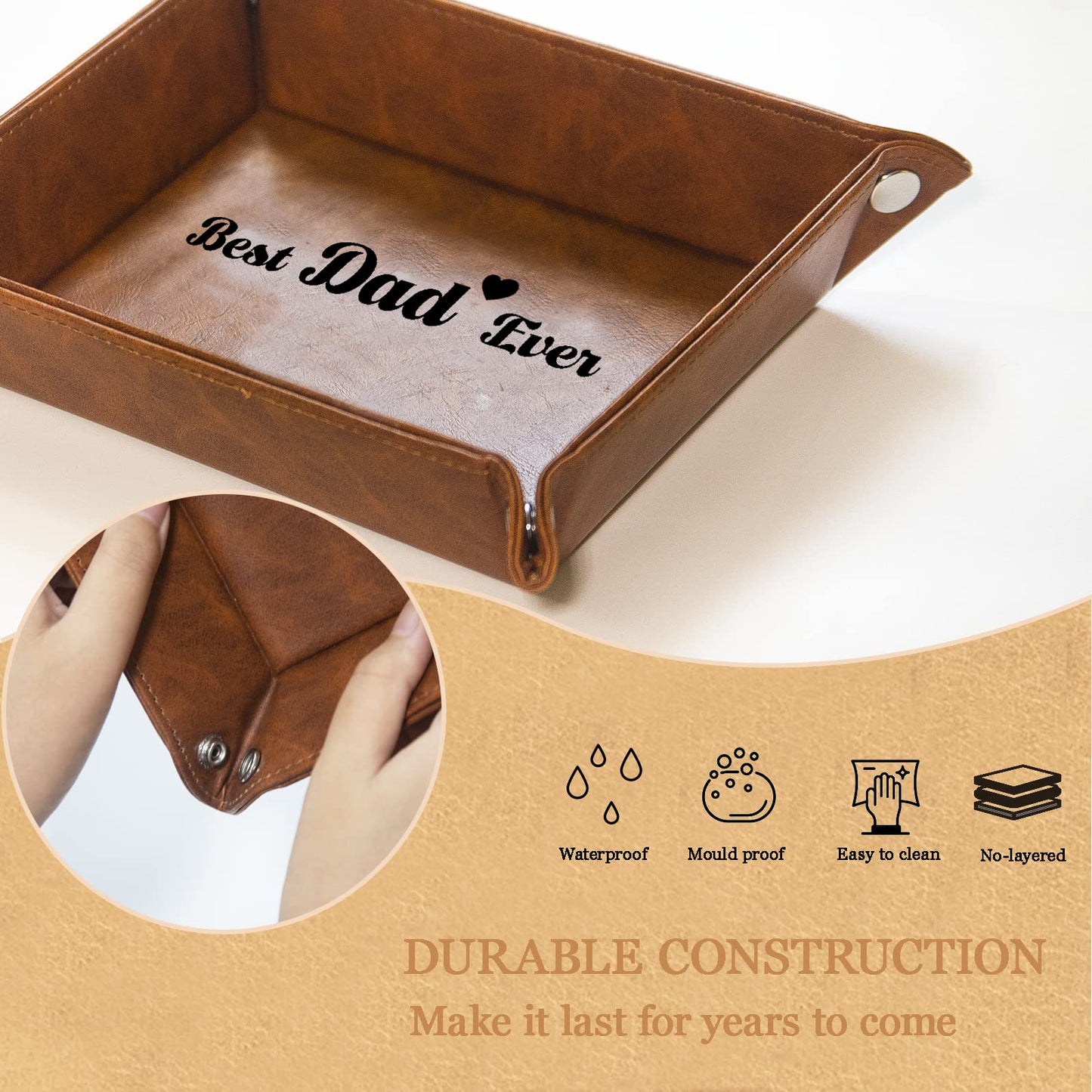 Best Dad Ever Gifts for Dad from Daughter Son Kids,Cool Christmas Birthday Gifts for Dad Who Wants Nothing, Men Valet Tray & Keychain