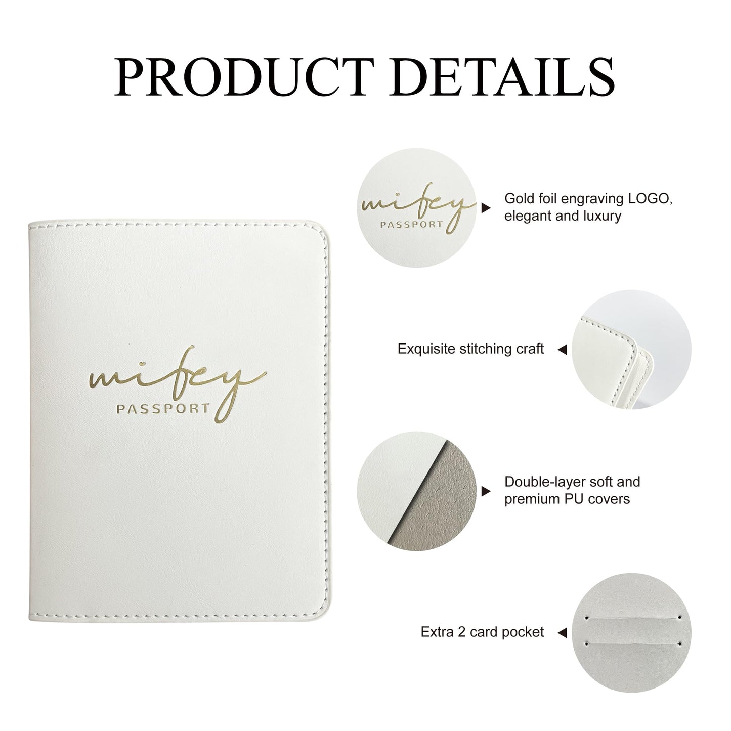 Mr&Mrs Gifts Matching Passport Holders for Bride and Groom, Hubby&Wifey Gold Foil Logo, Dual PU Leather with Card Pockets, Honeymoon Travel Essentials Gift for Newlyweds(HW Black White)
