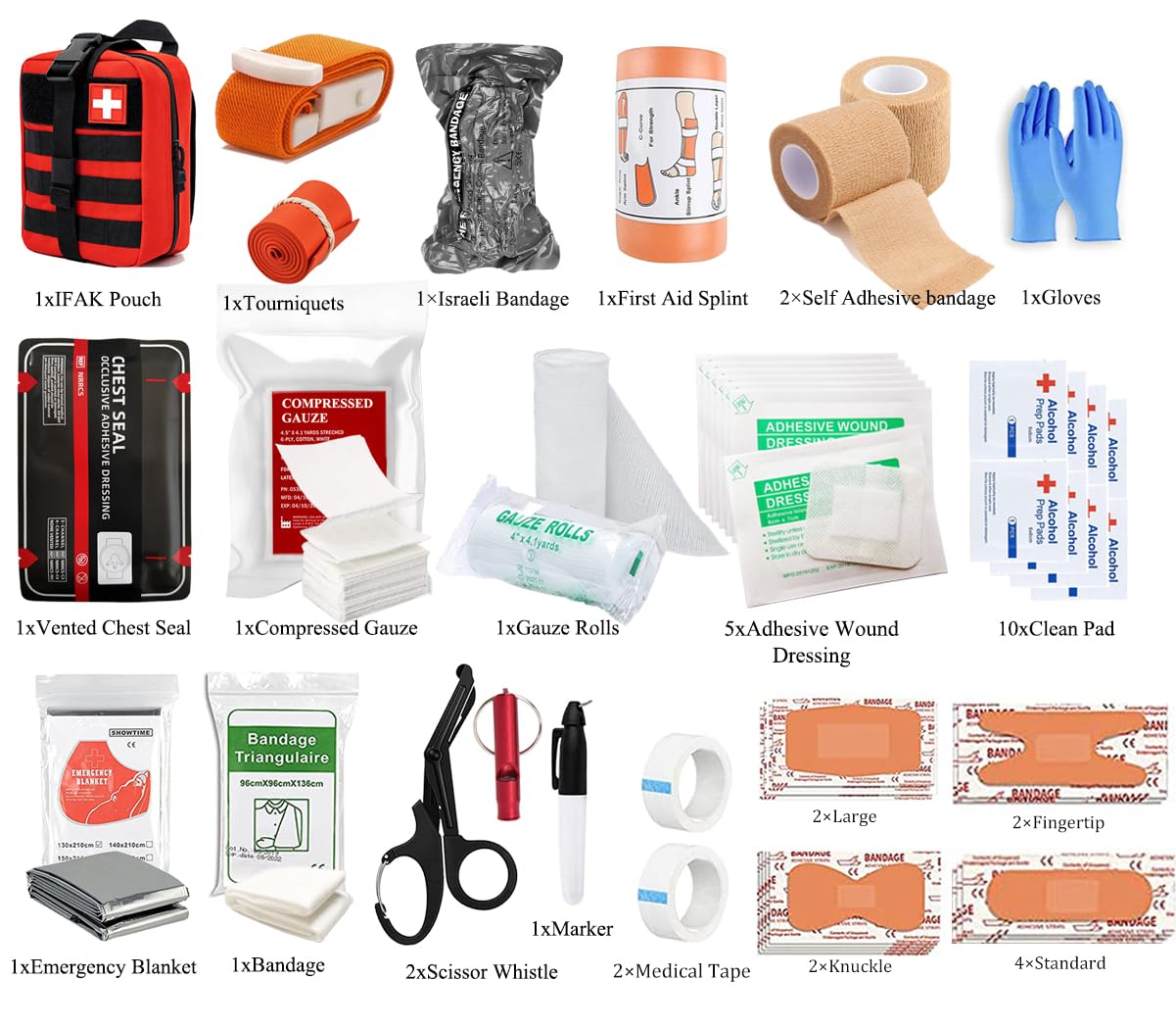 VVIITOP IFAK Kit Trauma Kit Military Medical First Aid Kits Bleeding Contral Emergency Survival Bug Out Bag for Camping Gear Supplies Hiking (Camouflage)