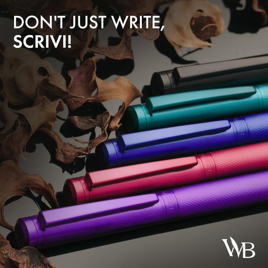 SCRIVI PENS Luxury Fountain Pen Set-[Black] Fountain Pens for Writing - Smooth Medium Nib - Includes Refillable Ink Converter, 5 Ink Cartridges [Black & Blue], Gift Box - Elegant Calligraphy