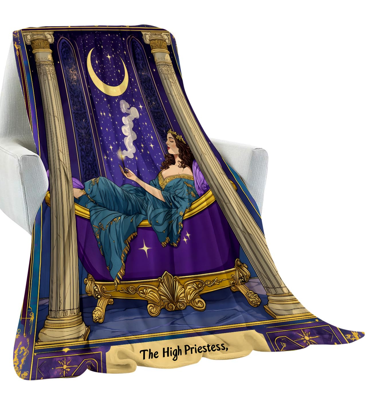 amepay Tarot Card Blanket Gifts for Women Adult Girls,The High Priestess Moonlit Throw Blankets,Soft Comfy Lightweight for Home Halloween Couch Bed Sofa Decor,Enchanting Night Sky Design 50x60in