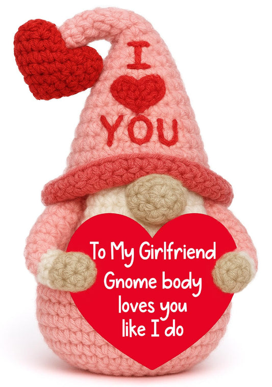YUEYUQIU Girlfriend Gift from Boyfriend - Cute Handmade Crochet Gnome, Romantic I Love You Gift for Her, Valentines Anniversary Birthday Xmas Presents for Girlfriend - Christmas Stocking Stuffer Gifts