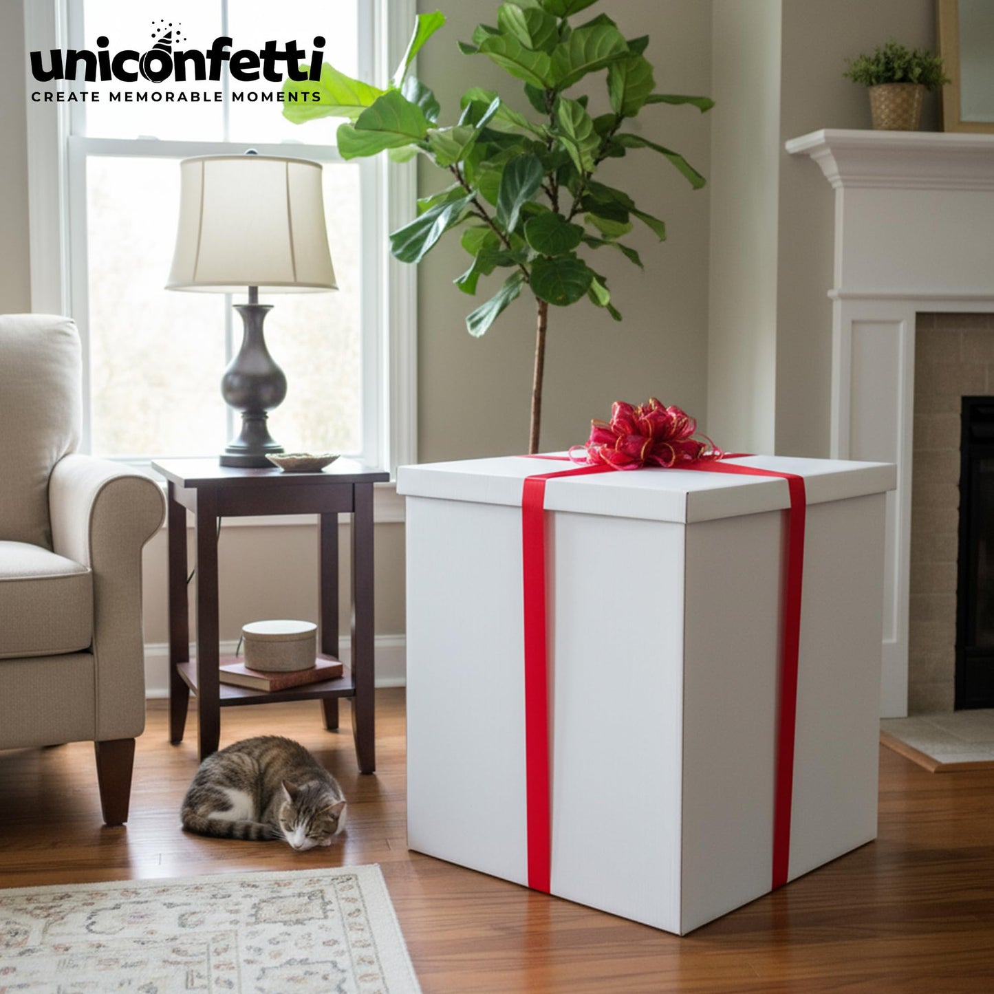Extra Large Gift Box 28x28x28"—Giant, Jumbo, White Gift Boxes with Lid for Large Gifts, Big Presents for Birthday Surprise, Gender Reveal, Valentine's Day, Chinese New Year and Other Celebrations, Not for Heavy-Duty Storage Use