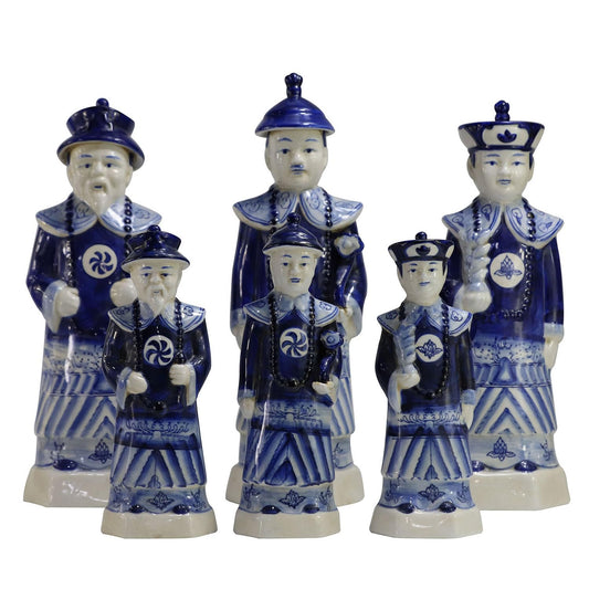 SYNWISH Hand Painted Antique Blue and White Porcelain Figurines Qing Dynasty Ceramic Chinese Emperor Statue Traditional Home Decor Table Accessory (Small - Qianlong)