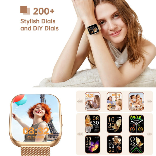 taopodo Smart Watches for Women, 1.91" HD Fitness Tracker (Answer/Make Calls), IP68 Waterproof, 120+ Sport Modes with Heart Rate and Sleep Monitor, Fitness Watch for iPhone/Android