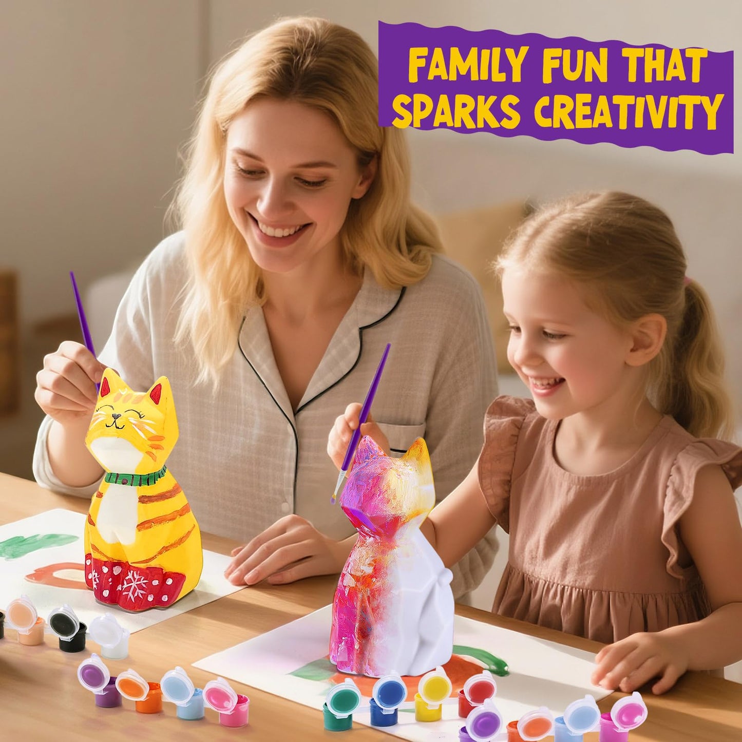 Paint Your Own Cat Lamp Kit, Arts and Crafts for Kids Ages 8-12, Art Supplies Painting kit for Kids 6-12, Cat Night Light Toys Girls Boy Birthday Easter Gifts for Kids Ages 3 4 5 6 7 8 9 10 11 12+
