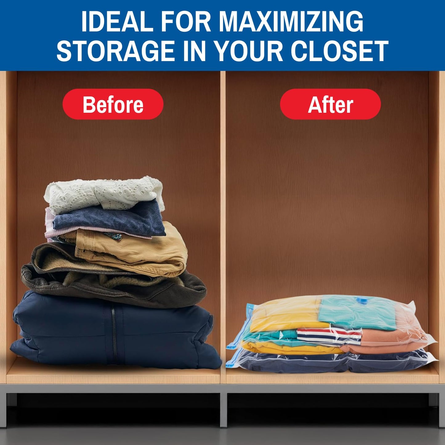Spacesaver 4 Pack Jumbo Vacuum Storage Bags for Blankets & Clothes – Jumbo Vacuum Sealed Compression Bags with Hand Pump – Space Saver Storage Bags for Bedding, Moving, Travel & Organization