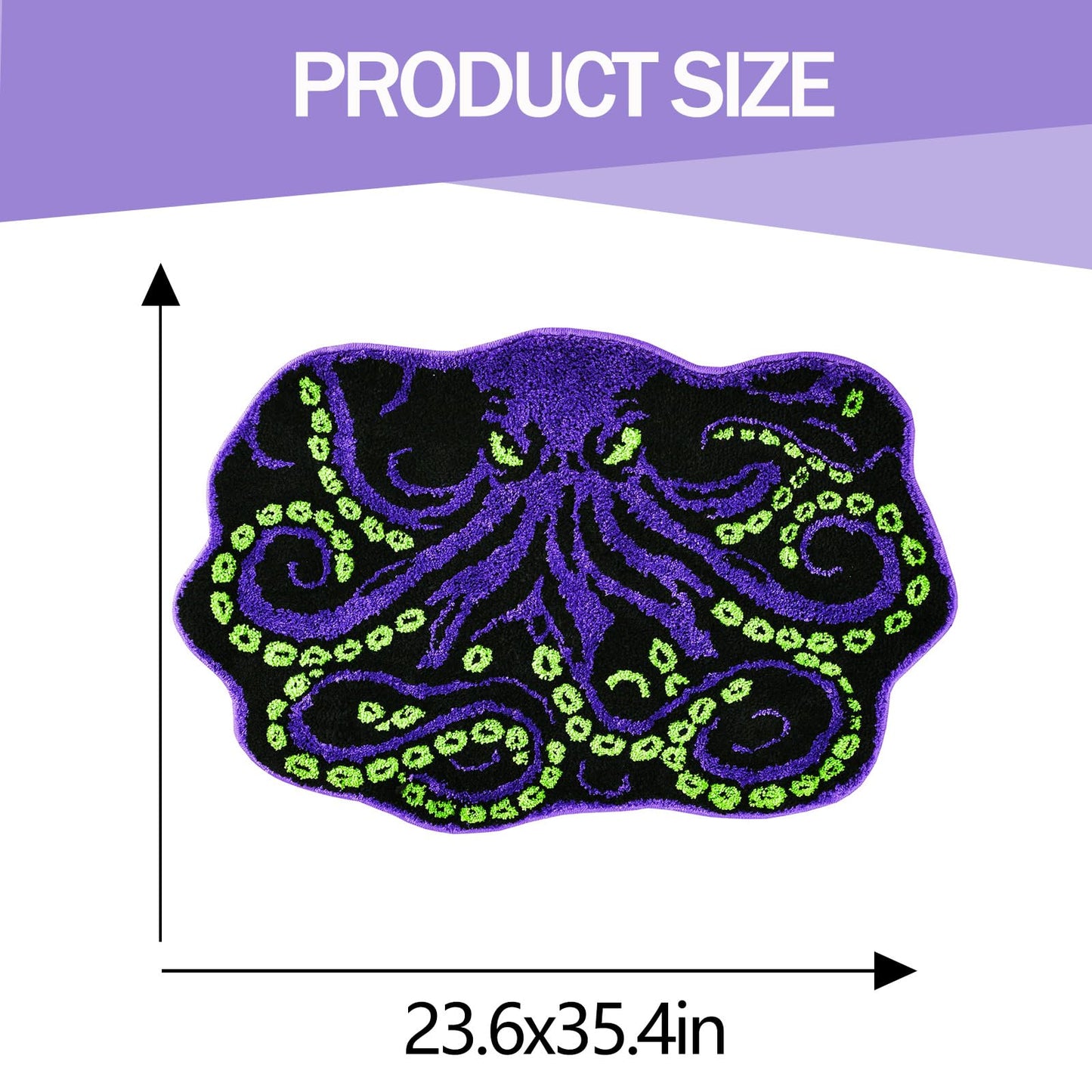 LSYESDLA Cool Purple Octopus Bathroom Rug, Soft Plush Gothic Animal Tufted Bath Mat, Non-Slip & Machine Washable, Absorbent Quick Dry Floor Door Mat Home Decor for Shower, Tub and Sink, 23.6"x35.4"