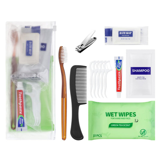 Gisdo Pack of 50 Travel Size Toiletries Kit Individually Packed,Personal Hygiene Kit for for Men, Women & Charity - Disposable Homeless Care Package Supplies Bulk