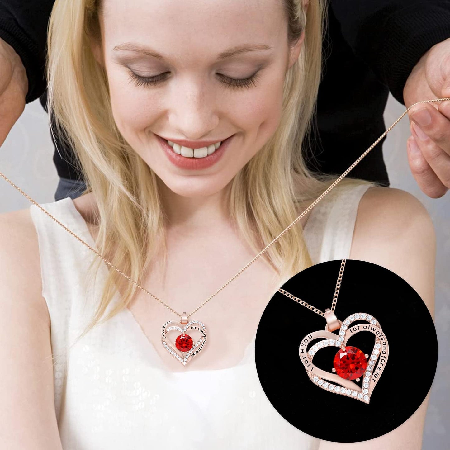 Yabesty Preserved Rose with Love Necklace Jewelry Gift Set, Hand-Made Rose Flower Gifts for Her on Christmas Day,Mother's Day,Birthday, Valentine's Day, Anniversary (Red1)