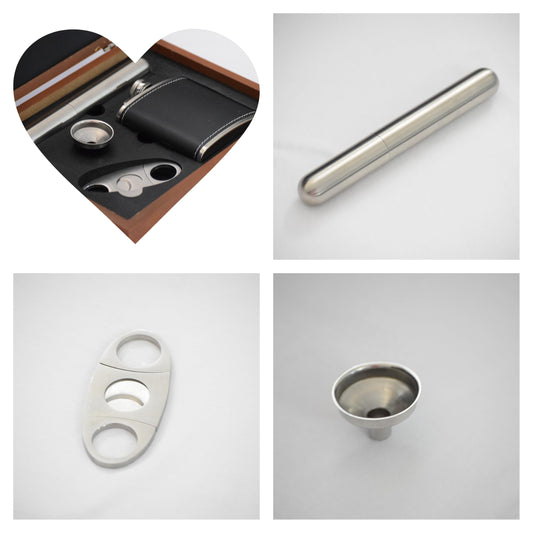 Flask Gift Set for Men – Stainless Steel Hip Flask with Funnel, Cutter & Case in Elegant Wooden Box – Perfect for Whiskey Lovers, Groomsmen, Gifts & Special Occasions