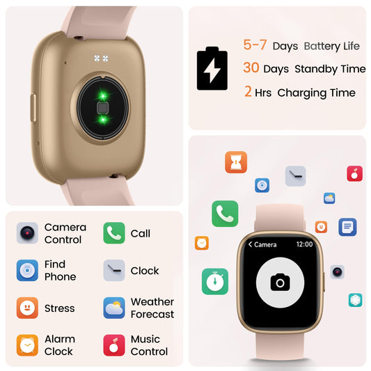 Smart Watch with Alexa Built-in, 1.83" HD Touchscreen Fitness Tracker with Bluetooth Calling, Fitness Watch with Heart Rate/Sleep Monitor/120+ Sports, IP68 Waterproof Smartwatch for Android iOS, Pink