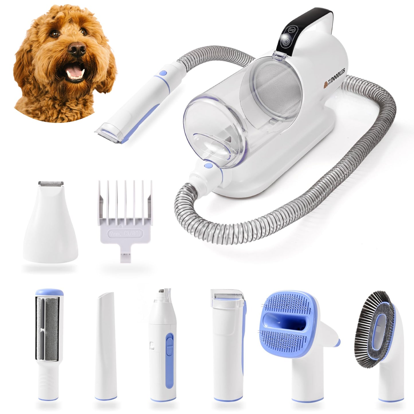 We Love Doodles 11-in-1 Dog Grooming Vacuum - Professional-Grade Dog Clippers, Lightweight Pet Vacuum Grooming Kit for Dogs at Home, for Long Hair & Non Shedding Dogs, Goldendoodles & Poodles