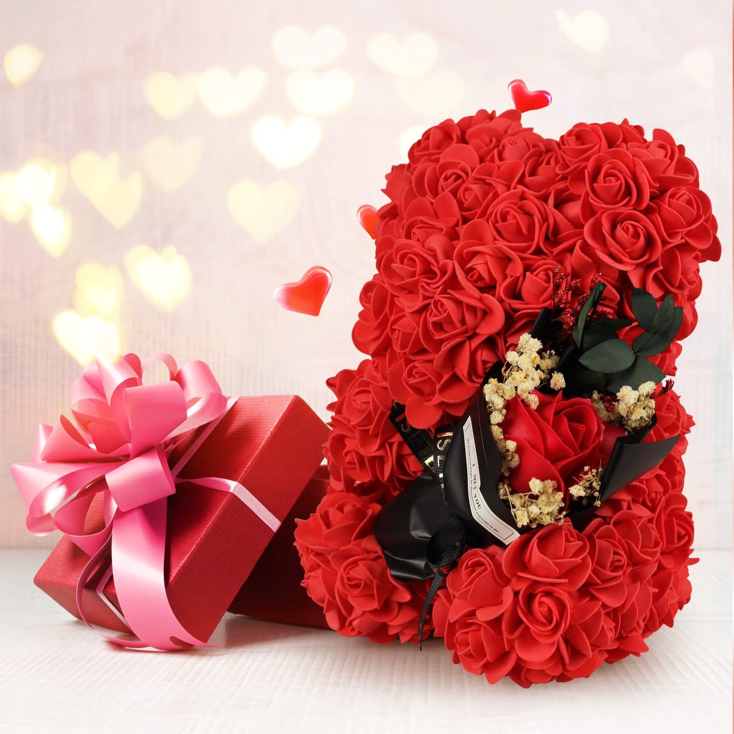 Mothers Day Rose Bear Gifts for Mom - Romantic Forever Preserved Roses Floral Teddy Bear Rose Bear, Eternal Love Keepsake Gifts for Girlfriend/Wife - Anniversary & Birthday Gifts for Women