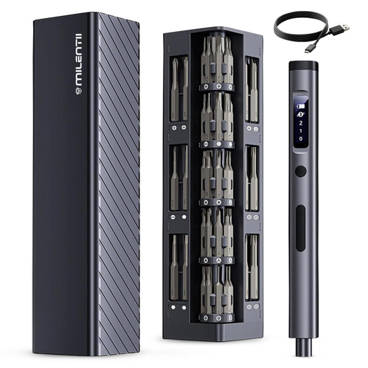 MILENTII 57-in-1 Precision Electric Screwdriver Set, Mini Rechargeable Magnetic Screwdriver with OLED Display, 3 Torque Settings, Electronics Repair Tool Kit for Phone, Laptop, PC, Console