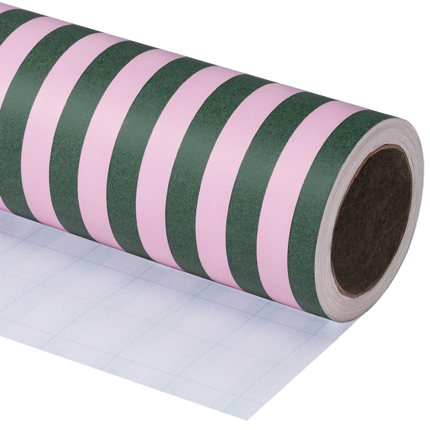 WRAPAHOLIC 30 Inch Kraft Wrapping Paper - 30 Inch x 33 Feet - Green and Pink Stripe Wrapping Paper for Christmas, Birthday, Wedding, Baby Shower