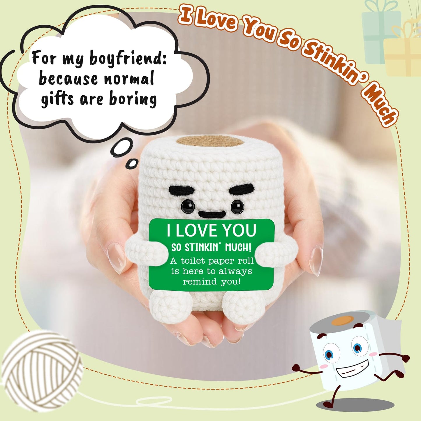 Anniversary Birthday I Love You Gifts for Him Her Girlfriend Boyfriend Men Husband Easter Baskets for Wife Women, Gag Funny Mothers Day Valentines Christmas Handmade Crochet Couples Fiance Gift