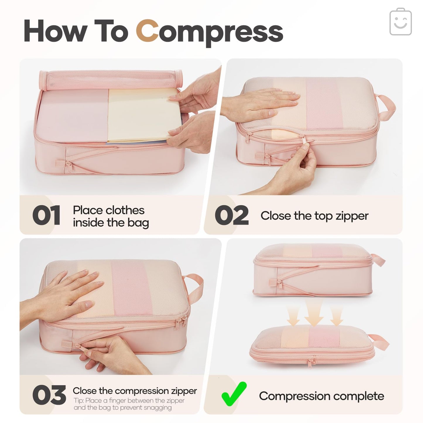 Veken 11 Set Compression Packing Cubes for Travel Essentials,Compressible Expandable Large Luggage Suitcase Organizer Bags for Clothing,Durable Space Saver Storage Bags with Toiletry Bags(Beige)