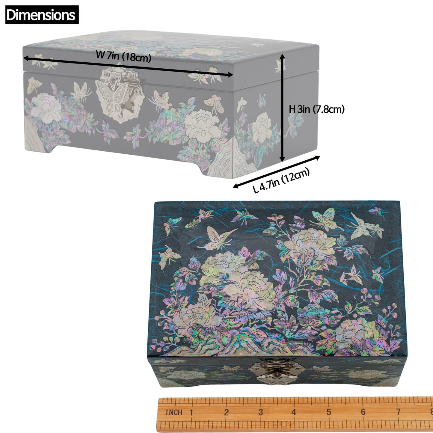 February Mountain Mother of Pearl Jewelry Organizer Box with Ring Tray - Gifts for Women Unique gift for women who have everything