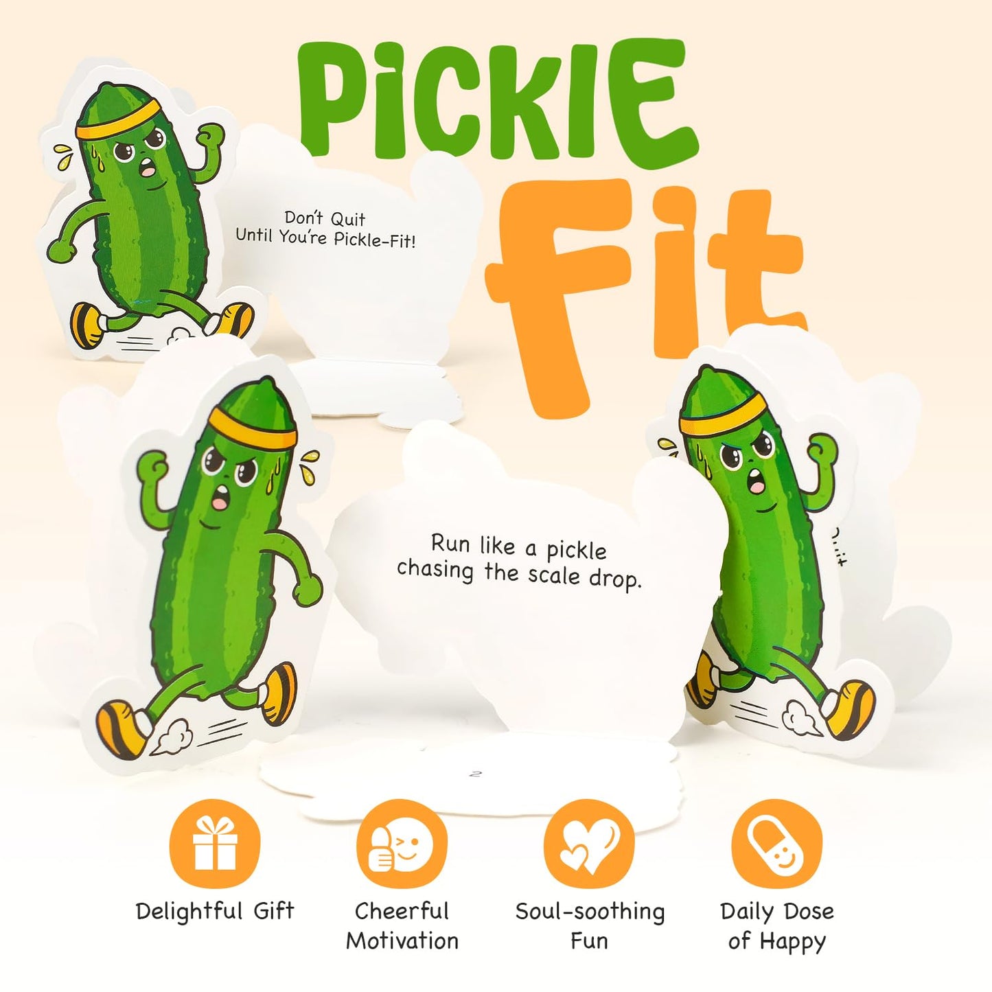 Pickletoon Emotional Support Positive Pickle Jar (PICKLE FIT) – Workout Motivation Jar, 60 Gym Affirmation Cards for Weight Loss & Fitness Goals, Get Fit Gifts for Women & Teen Girls