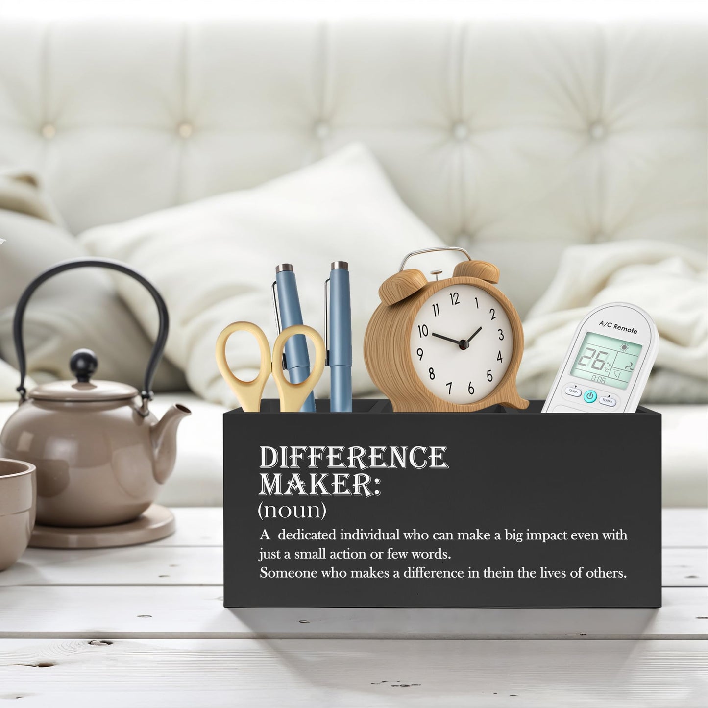 FITIE Difference Maker Gift Pencil Pen Holder for Desk, Appreciation Thank You Gifts for Coworkers Employees Boss Teacher Mentor Wooden Pencil Holder Organizer for Home Office Desk Accessories