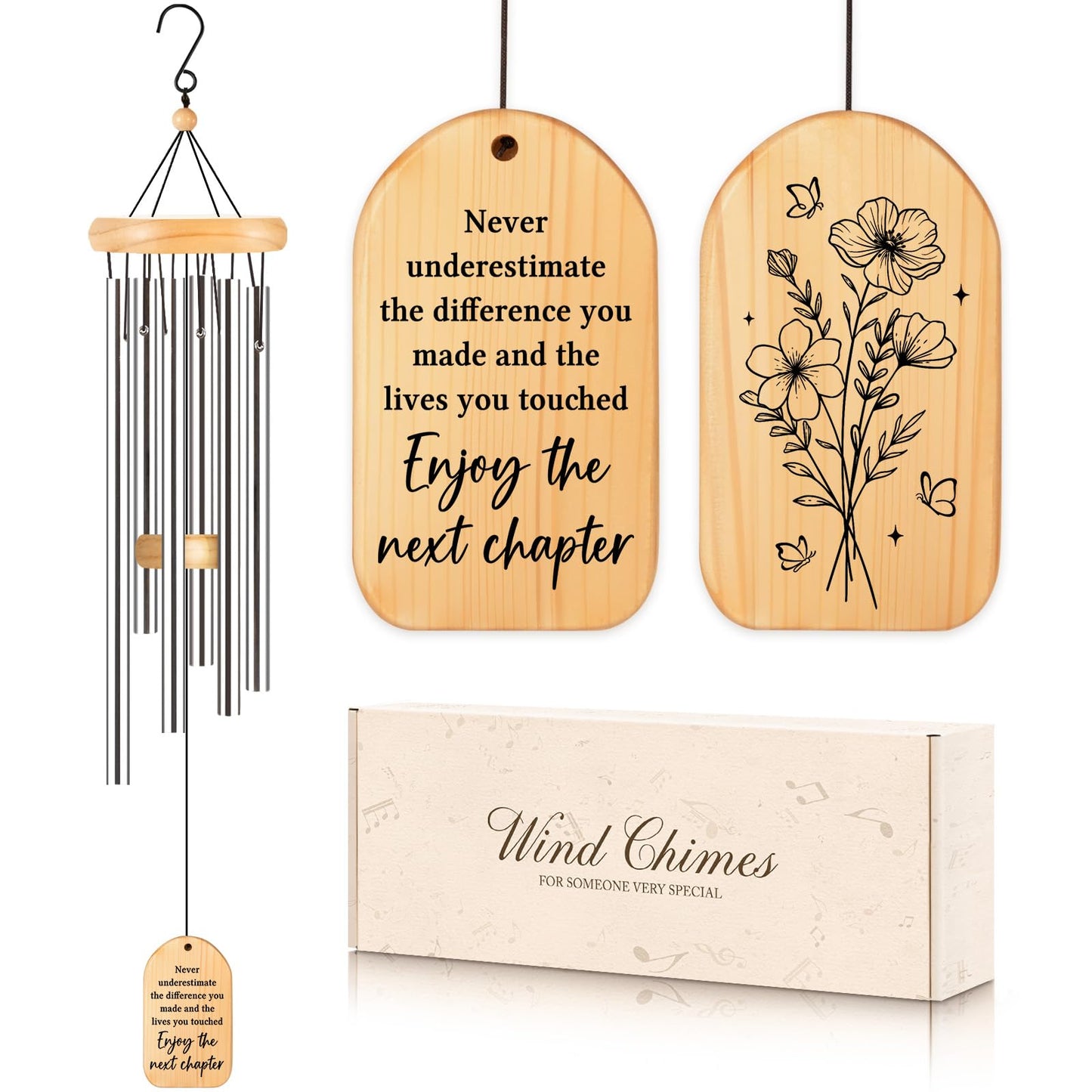 Farewell Gifts for Coworkers, 25.5 inch Farewell Wind Chime, New Job Gifts for Women, Going Away Goodbye Gift for Friends, Next Chapter New Beginnings Gift for Coworkers, Retirement Present