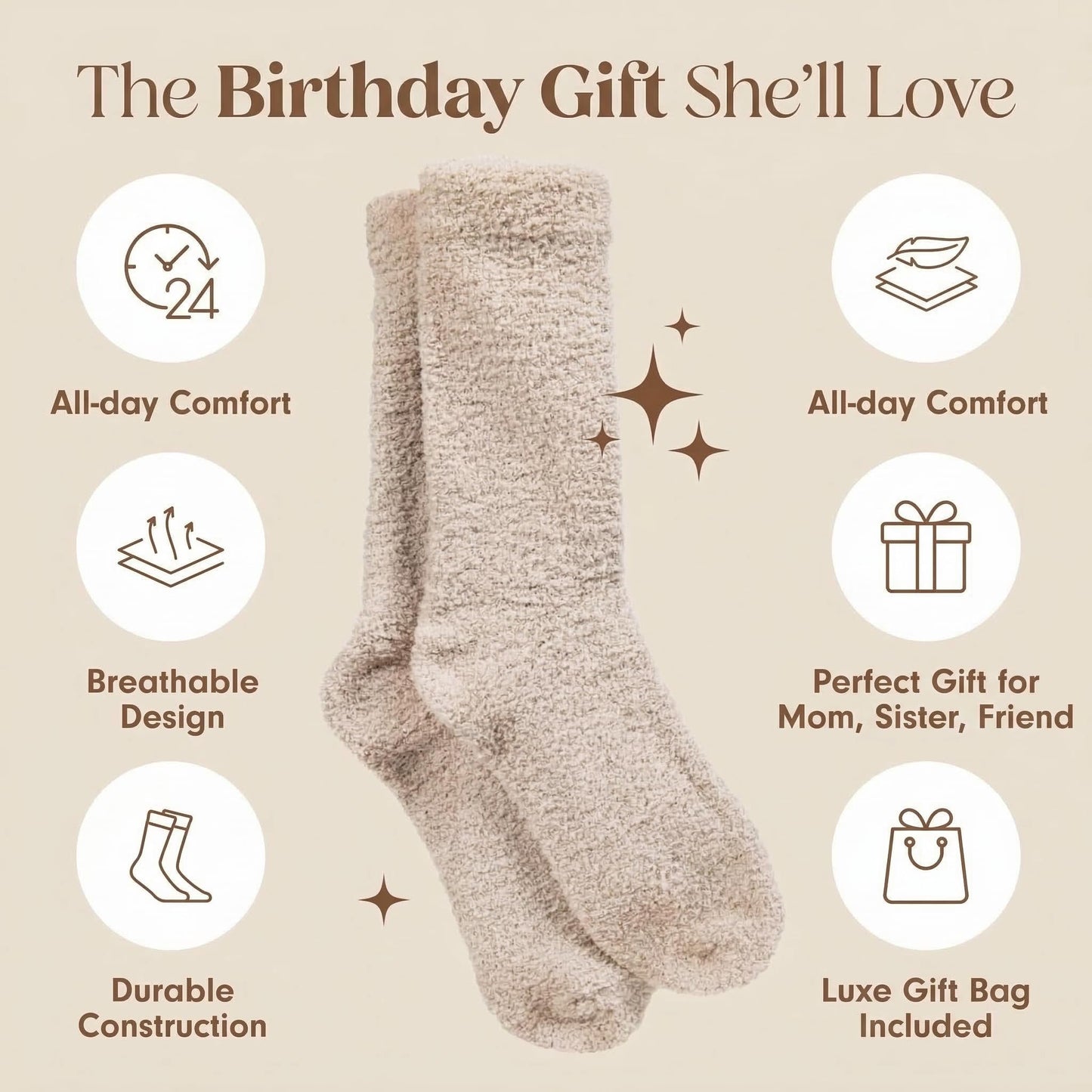 Unboxme Happy Birthday Gifts for Women - Ultra-Luxe Cloud Socks, Cozy Birthday Gift for Her - Super Soft Fuzzy Sleep Socks for Women & Men