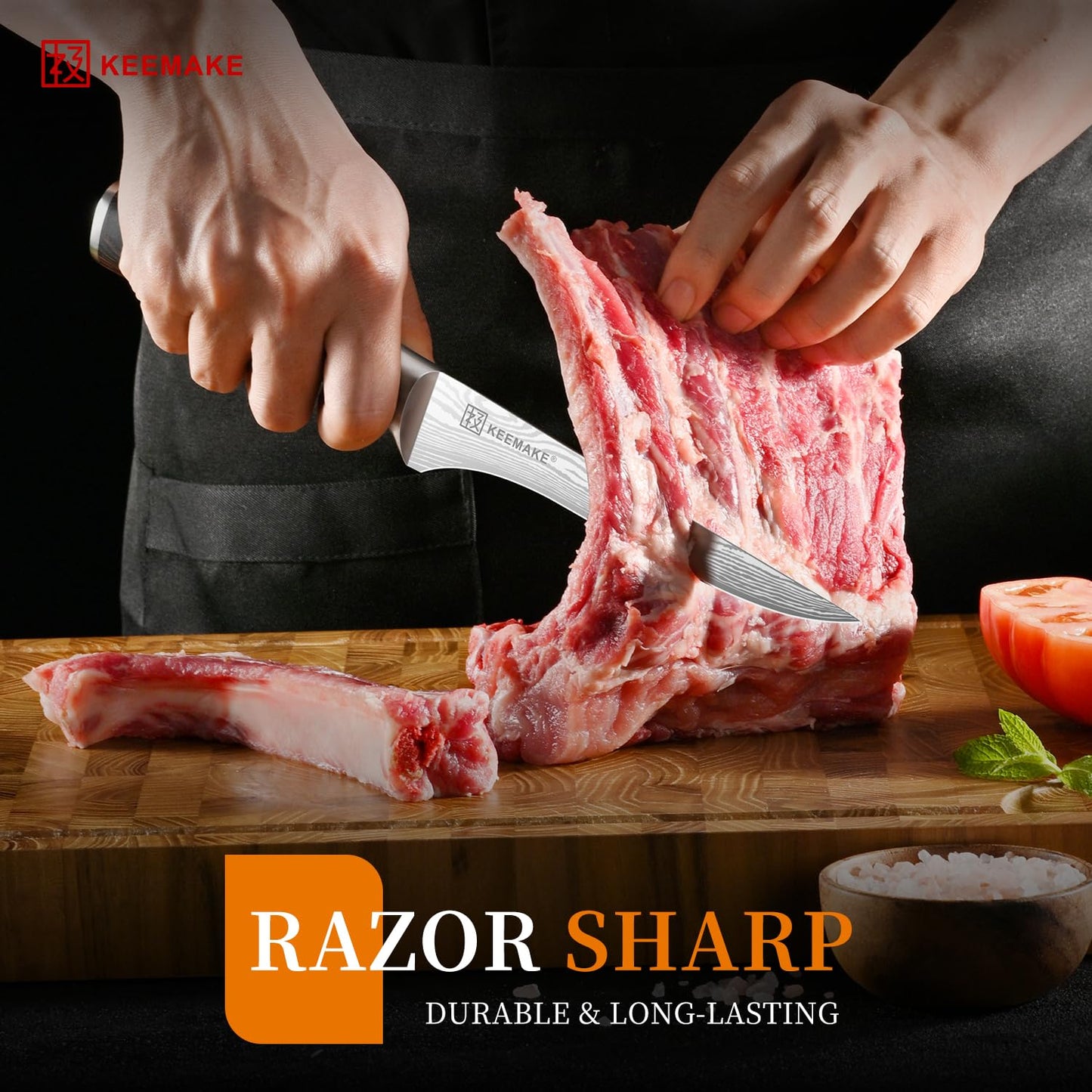 KEEMAKE Fillet Knife 6 Inch, Super Sharp Boning Knife High Carbon Stainless Steel Deboning Knives for Meat Cutting, Fish Knive with Ergonomic Pakkawood Handle with Gift Box