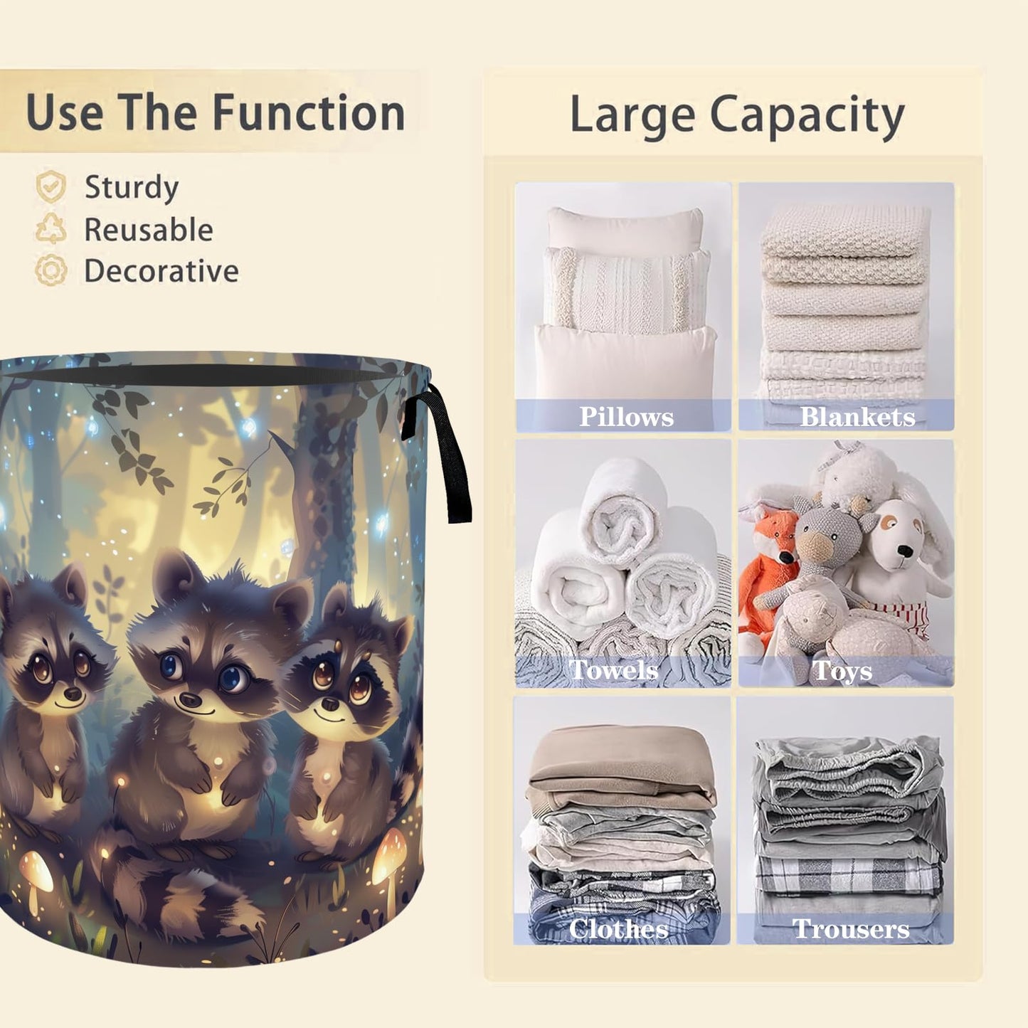 Raven Moon Laundry Basket Hamper for Boys Girls Kids Adults, Foldable Waterproof Oxford Clothes Storage Bin, Gothic Spooky Organizer for Bedroom Bathroom Room Decor 19.7"x15.8"