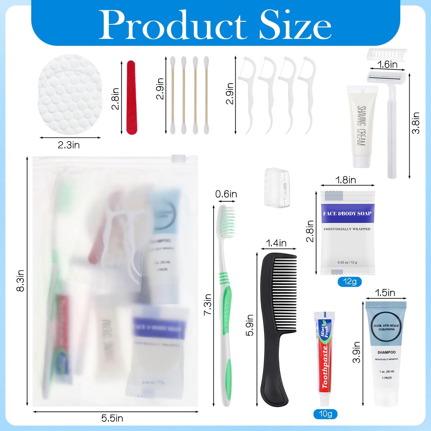 Travel Size Toiletries Kits Disposable Toiletry Set in Bulk, Portable Trial Size Personal Hygiene Care Package Supplies Amenities Essentials for Camping/ Hotel/Guest/Homeless/Charity 9-in-1 (20 Pack)