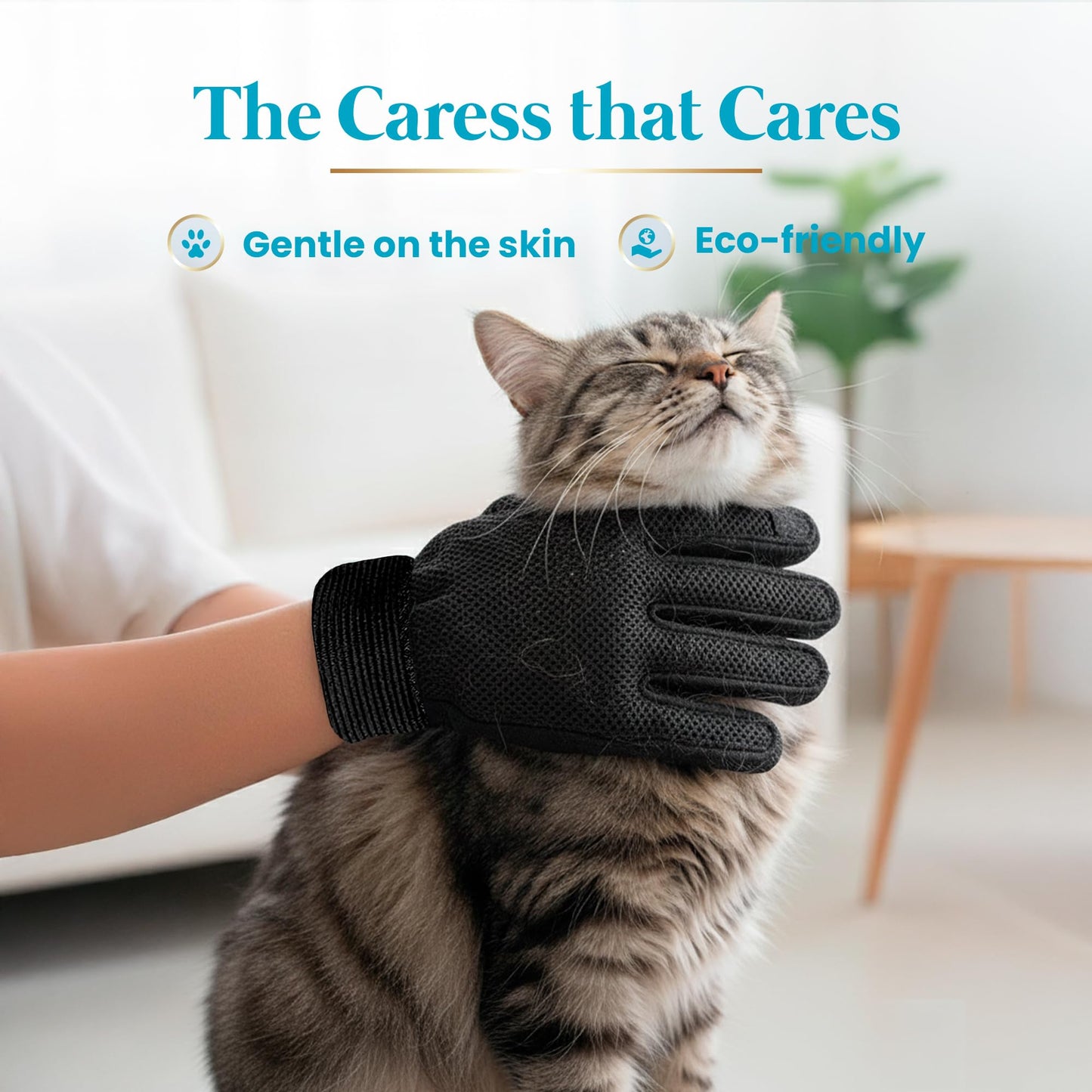 LVGSUN Cat Grooming Gloves for Shedding – Pet Hair Remover Set with Cleaning Mitt – 2 Grooming Gloves + 1 Reusable Pad for Cats, Dogs & Horses – Long & Short Hair Deshedding