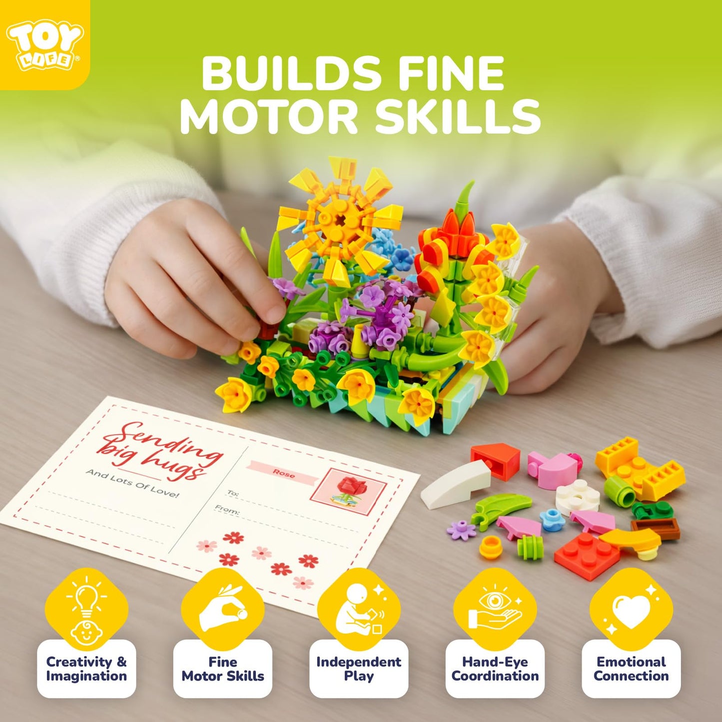TOY Life 36 Pack Party Favors for Kids, Tiny Plants Mini Flowers Building Blocks Set for Classroom Prize, Flowers Botanical Succulents Building Toy with Cards, Birthday Gift for Boys Girls 6+