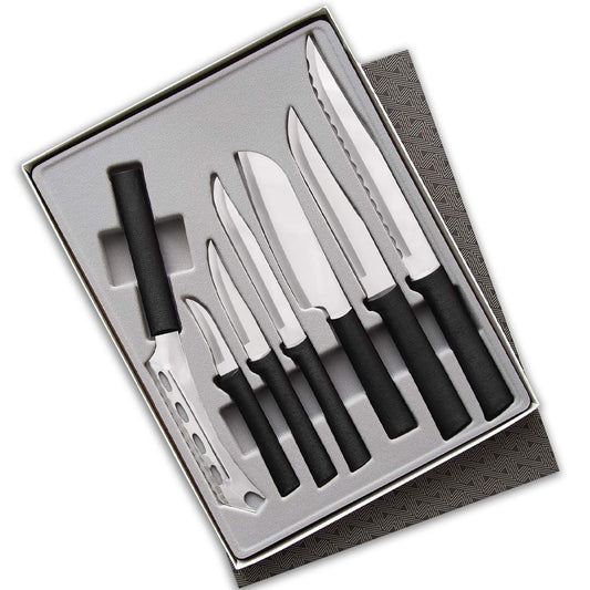 Rada Cutlery The Starter Gift Part 2 Gift Set (G248), 7-Piece Knife Set, Stainless Steel Blades, Black Handle